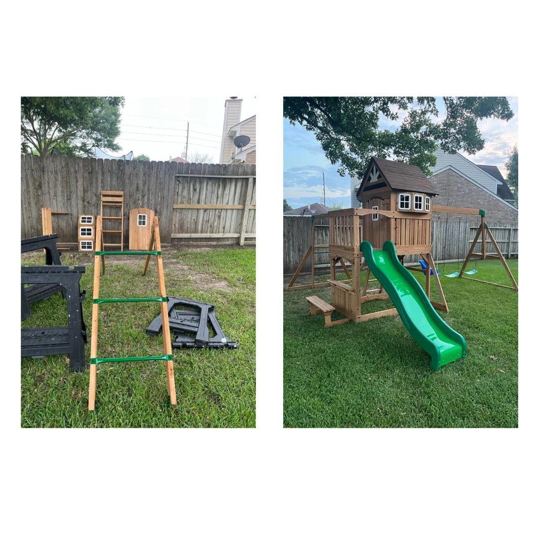 Backyard playset assembly, original project comparison